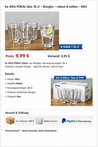 Ikea pokal trinkglas cl - 6x,