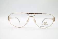 Vintage Titanos T-845 Titan Gold Mehrfarbig Oval Brille Brillengestell NOS