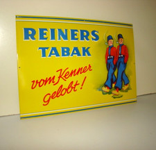altes Blechschild 1950 Reiners Tabak in sehr guter Erhaltung