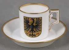 Augarten Wien Tasse mit Untertasse,  mit dem deutschen Wappen um 1920