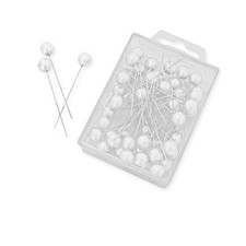 50 Perlkopfnadeln Dekonadeln Blumennadeln Weiß 60 mm Perlen Ø 10 mm weiss