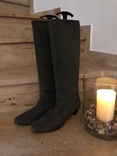 Peter Kaiser Damenstiefel Rauhleder weich grau Absatz 5 cm Gr. 6,5 / 40 