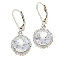 Herkimer Minen Sterlingsilber "Diamant" Quarz 10 mm rund Leverback Tropfen