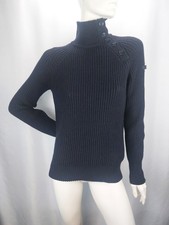 Armani Jeans AJ Damen Strickpullover Wolle Rollkragen mit Knöpfen Logo Gr. 42 L