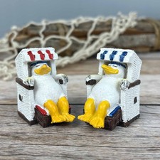 Deko Möwe im Strandkorb 5cm rot/weiß & blau/weiß maritime Figur Polystone