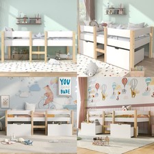 Bett Kinderbett mit/ohne Schublade Kinderhochbett Hochbett mit Rausfallschutz 