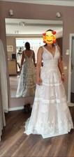 Brautkleid Imera mit Schleppe von Kleemeier  Gr. 38. NP.: 1800€. Boho, A-Linie