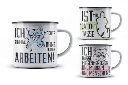 Metall becher tasse miesekatze - becher,