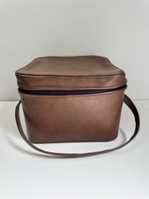 Vintage Kosmetikkoffer Tasche Perückenhalter Beauty Schule Schaufensterpuppe Kopf braun Vinyl