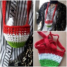 Weinglashalter gehäkelt rot/weiß/grün zum Umhängen Nr. 1