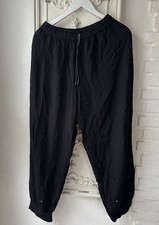 Damen Viskose-Hose Haremshose Schwarz mit Stickerei & Spiegel-Applikationen