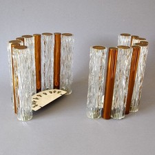 Kaiser-Leuchten, Paar WANDLAMPEN-SCHIRME, Eisglas, als Ersatzteil, 60er Jahre