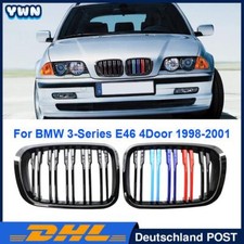 Für BMW 3er E46 Limo Touring 98-01 Glänz M-Farbe Nieren Doppelsteg Kühlergrill