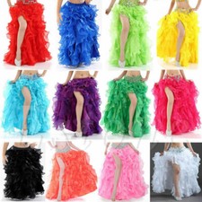 Profi Bauchtanz Kostüm Seitenspalt Rock mit Volants Belly Dance Slit Skirt
