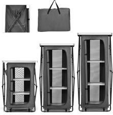 Tragbarer faltbarer Camping Aufbewahrungsschrank mit 3 Fächern & Seitentaschen