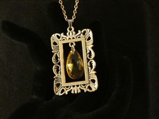 Bilderrahmen Gelb Anhänger 24 Karat Vergoldet Strass Halskette Schmuck Gold