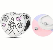 💖 LOVE Charm Herz Pfote Hund Katze Zirkonia für Pandora Armband Botschaft 💖