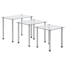 3-tlg. Satztisch Hartglas