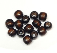 150stk Holzperlen 12mm Fass Großloch Schmuck Perlen Bastelholz Dunkel Braun H91