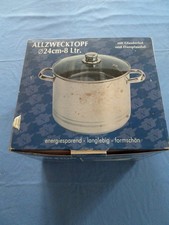 Edelstahl Großraumtopf Bratentopf Kochtopf Suppentopf Topf 24cm Ø 8l mit Deckel