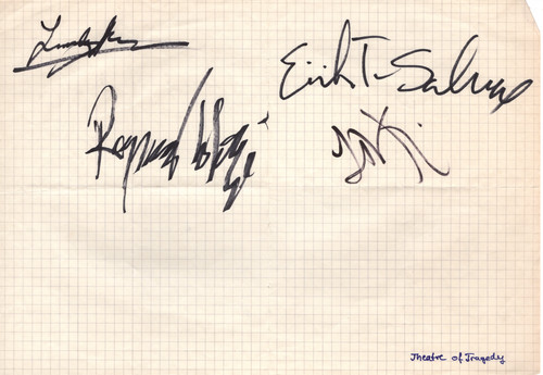 Theatre tragedy autogrammen - tragedy,