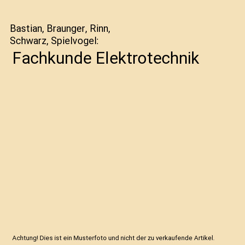 Fachkunde elektrotechnik - fachkunde,