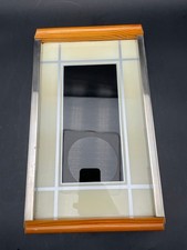 Serviertablett Stil  Art Deco Holz Glas Metallrand Chrom geom.Dek.  DDR Wasungen