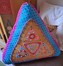 Patchwork Dreieck Häkel  Kissen XXL  Unikat neu