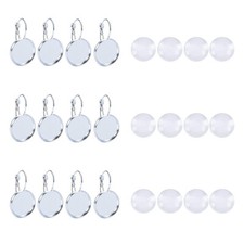 10 Sets Silber Messing Hebel Rückseite Ohrring Fassungen Tablett gewölbt Glas Cabochon Abdeckung