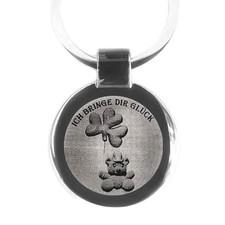 Glücksbringer Teddy Gravur Schlüsselanhänger als Bildgravur & gratis Textgravur