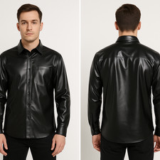 Lederhemd  Schwarz Größe  M