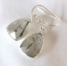 Ohrringe Turmalinquarz, 925er Silber - Rutil - black - Turmalin - Quarz  schwarz