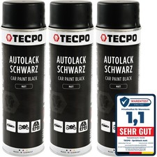 LACKSPRAY SCHWARZ MATT 3x 500ml AUTOLACK RALLYSCHWARZ MATT-SPRÜH-LACK FARBSPRAY