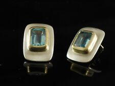 925 Sterlingsilber Ohrstecker mit Blautopas vergoldete Fassung