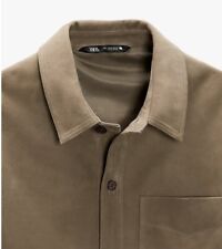 Designer  Lederjacke Lederhemd L Rauleder Jacke für den boss in Beige ~ Grau 
