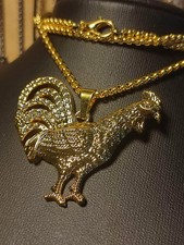 Herren Halskette in Gold stolzer Hahn Gockel Rapper HIP HOP Punk