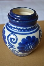 alte Blumenvase blau-weiß 12