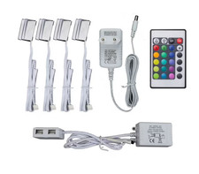 LED Deko Glasboden Schrank Vitrinen Beleuchtung Clips 4er Set mit Fernbedienung
