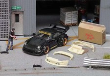 PORSCHE 911 - RWB964 GT + Figure & accessoires  - black - STAR 1:64