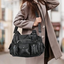 Vintage Damen Schultertasche Weiches Leder Große Umhängetasche Handtasche Tasche