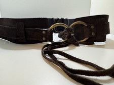 Breiter Wildledergürtel 6 cm – Dunkelbraun – Made in France – Ringverschluss