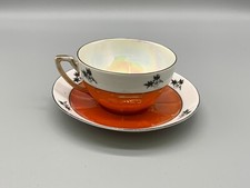 VICTORIA CHINA TSCHECHISCHES PORZELLAN TASSE MIT UNTERTASSE PERLMUTT EFFEKT