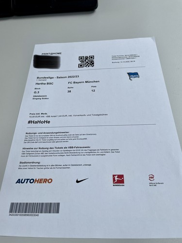 Sammler used ticket hertha bsc - used,