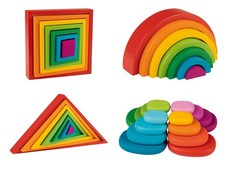 Playtive Holz Regenbogen Montessori Lern Spielzeug Stapeln Stecken