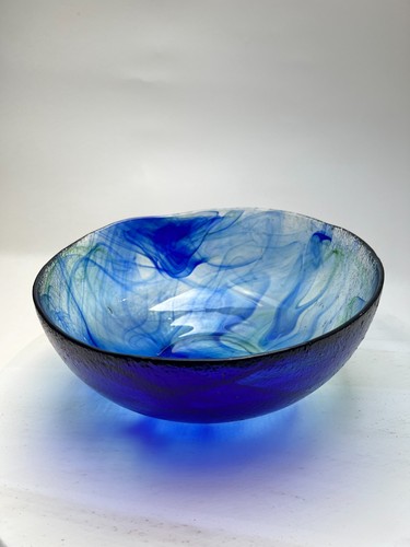 Blaue batik glasschale - batik,