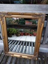 Wandspiegel mit Barockrahmen Gold 47 x 38cm  Facettenschliff  Finish antik Top!