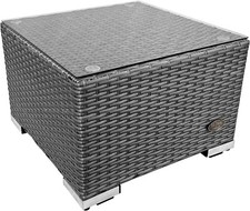Beistelltisch Rattan Couchtisch Teetisch Polyrattan Tisch Gartentisch Grau 