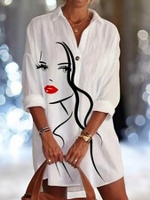 WUNDERSCHÖNE weiße Longbluse Weiss mit tollem auffälligen Print Gr.M Bluse lang