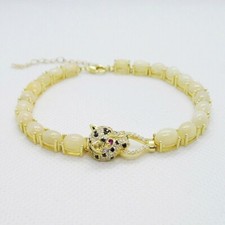 Edel-Opal CZ Armband Tiger Leopard 925 Silber 585 Gelbgold vergoldet 19,5 & 5cm