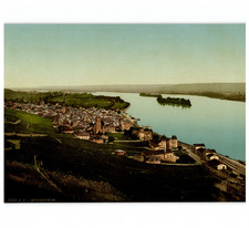 Deutschland, Rüdesheim vom Niederwald aus Vintage photochrom, photochromie, v